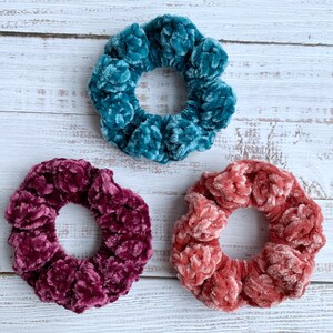 Velvet Scrunchies, crochet scrunchies, hair ties, handmade scrunchies, Christmas gifts for her, hair accessories, scrunchie set of 3
