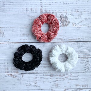 Velvet Scrunchies, crochet scrunchies, hair ties, handmade scrunchies, birthday gifts for her, hair accessories, scrunchie set of 3