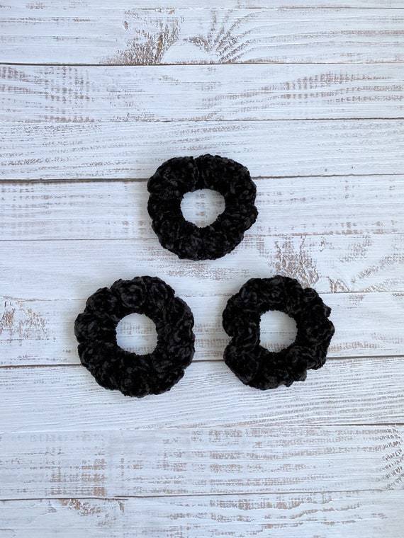 Handmade Crochet Velvet Scrunchies (Set of 4) Velvet Scrunchies, Crochet Scrunchies, Hair Ties, Handmade  main image 3