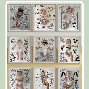 Baby Monthly Milestone, monthly milestone, Monthly Baby Milestone Personalized, Milestone digital drawing, Milestone digital illustration
