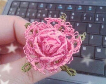 pink rose tatting flower pattern pdf ( english)
