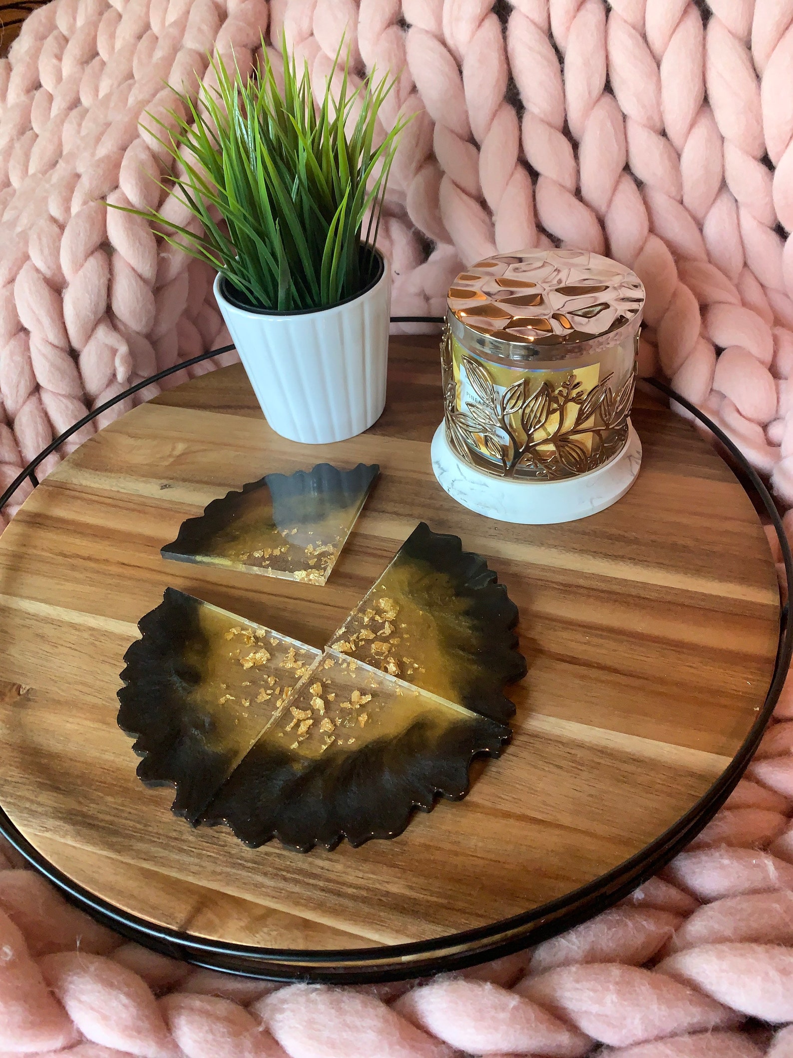 Black and Gold Coasters Coaster Set Black and Gold Geode Etsy