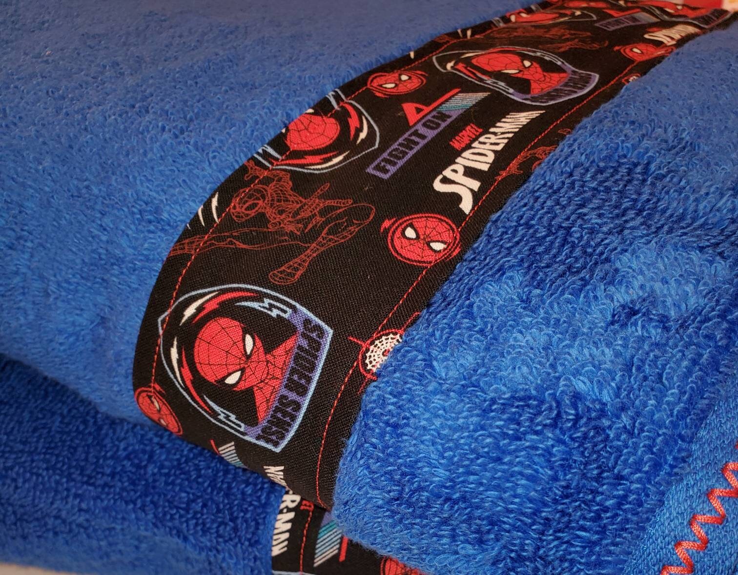 Set of 2 blue Spiderman bath towels Etsy