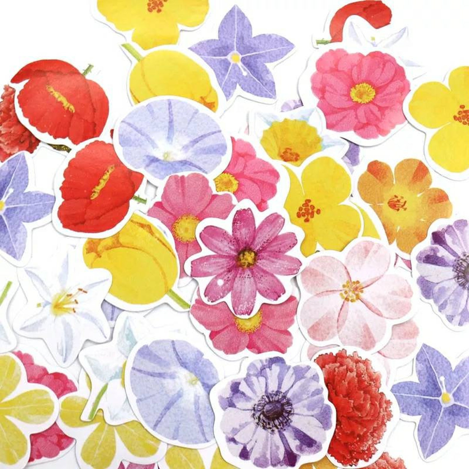 Mixed Flower Stickers Pack Scrapbooking Nature Etsy
