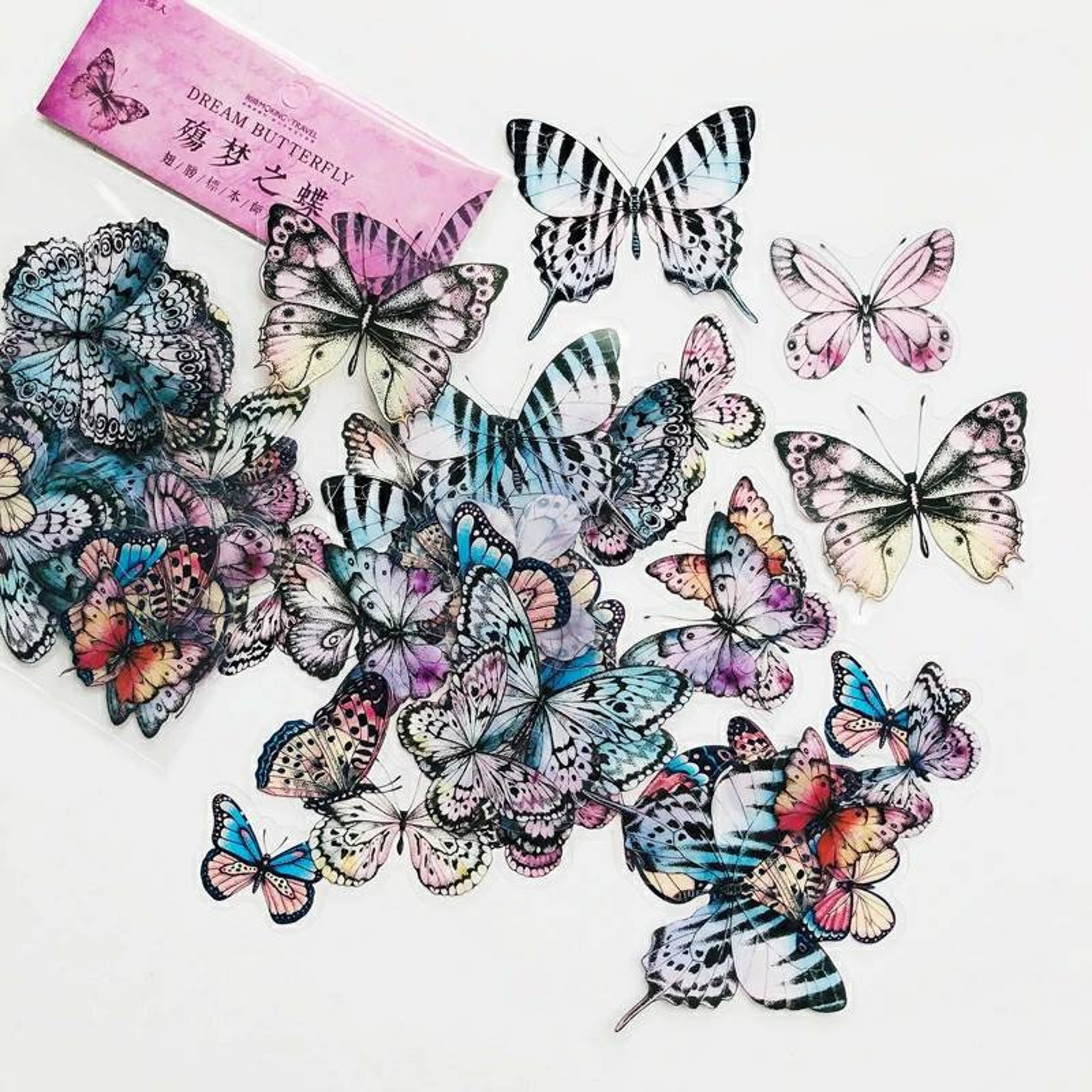 40pcs Purple Butterfly Stickers Pack Nature Scrapbooking Etsy UK