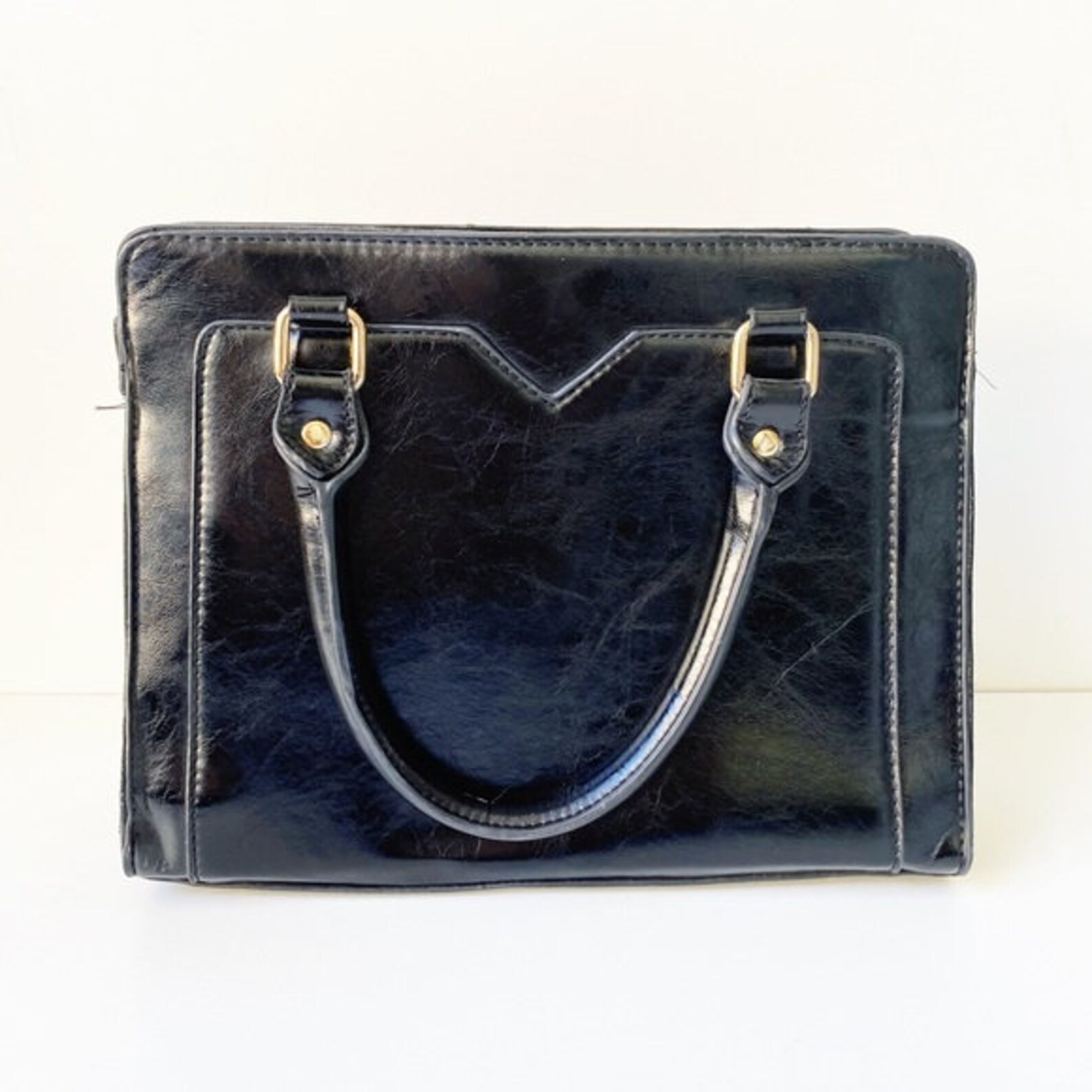 Vintage Harve Benard Classic Black Leather Tote | Etsy