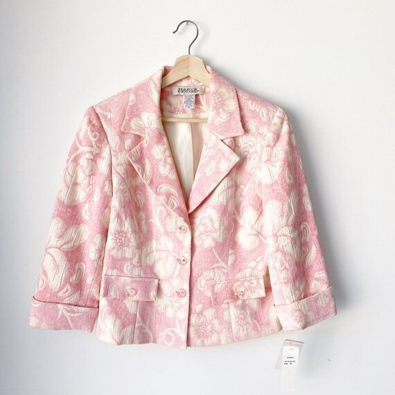 Vintage Harve Bernard Pink Floral Brocade Blazer N