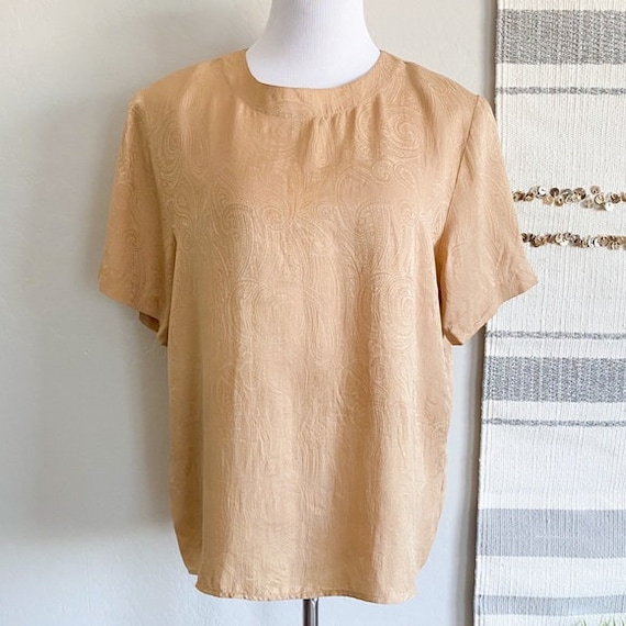 Vintage Anna and Frank Beige Paisley Silk Blouse