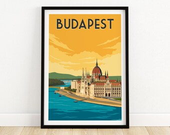 Budapest Parliament Illustration Hungary Travel Poster Budapest Art Print