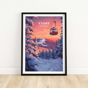 Stowe Ski Resort Kunstdruck Skiing Wall Art Vermont Wintersport Kunstwerk Skihütte Dekor Art Mountain Home Decor Poster Geschenk Skiing