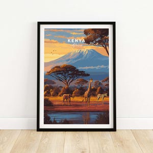 Kenya Wall Art Print Africa Safari Office Wall Art Home Decor Africa Safari Gift Art Lovers  Art Home Decor