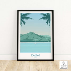 Kauai Print | Kauai Travel Poster | Kauai Wall Art | Kauai Poster | Hawaii Island Beach Poster | Aloha Hawaii Print | Tropical Travel Print