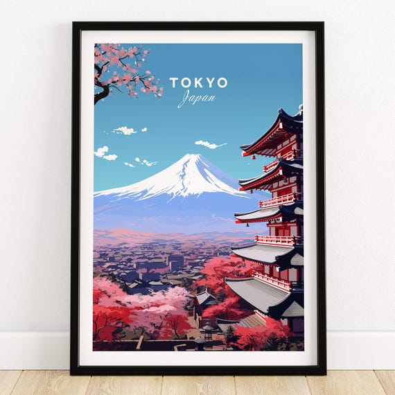 Tokyo Travel Poster: Vintage Style Japanese Wall Art, Minimalist Tokyo Skyline Print, Japan Decor Gift for Travelers & Home