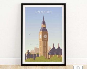 London Print | London Travel Poster | London Wall Art | Big Ben Print | London Artwork | London England Gift Idea