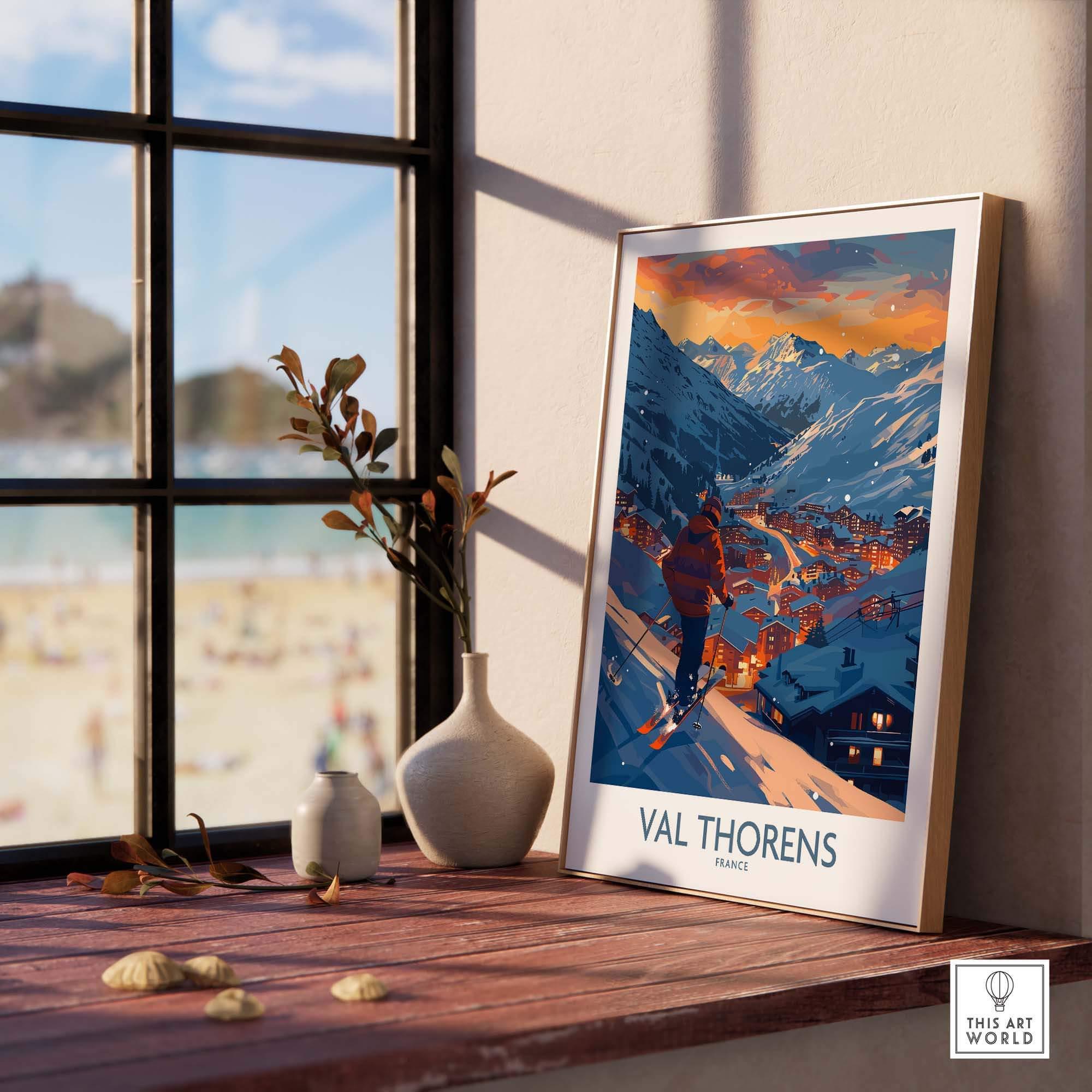 Ski Print Val Thorens Wall Art Poster Val Thorens Skiing Gift Home ...