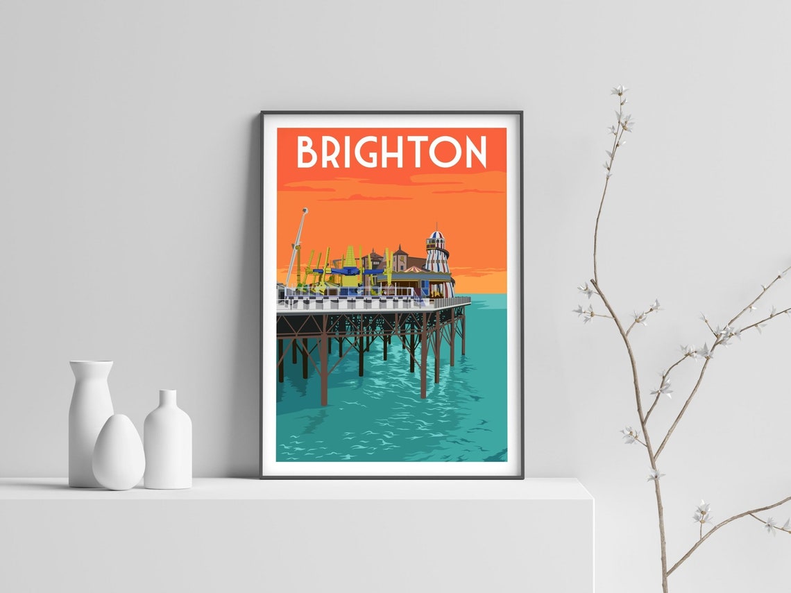 Brighton Poster Brighton Print Wall Art Travel Poster of Etsy