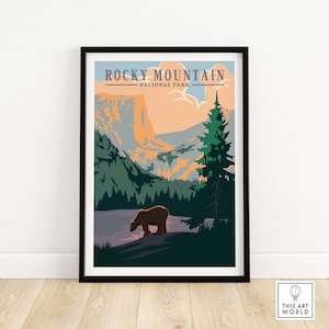 Rocky Mountain Print | Rocky Mountain Wall Art | Rocky Mountain National Park | Vintage Travel Poster | Rocky Mountain Colorado Gift Art