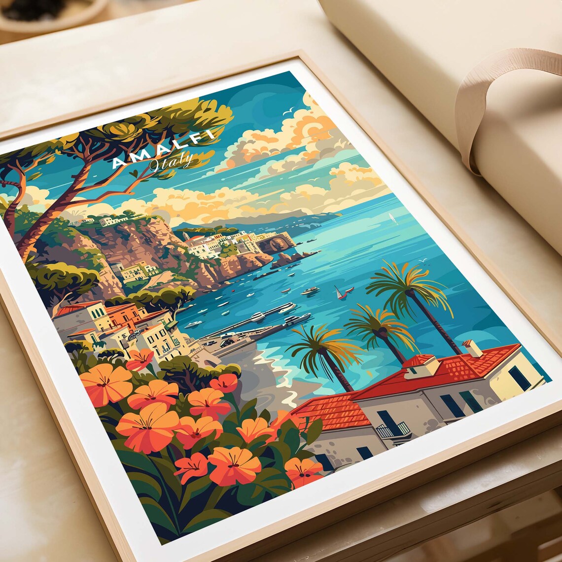 Amalfi Coast Italy Travel Poster Print Amalfi Wall Hanging Home Decor ...