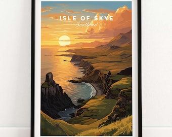 Isle of Skye Art Print: Vibrant Scotland Travel Poster - Framed or Unframed