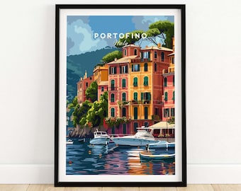 Portofino Travel Print Italy Travel Poster Portofino Artwork Poster Gift Italy Home Decor Portofino Illustration Art Lover Italy Print