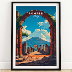 Pompeii Poster Print Wall Art Print Italy Travel Poster Naples Pompeii Artwork Poster Gift Pompeii Illustration Art Lover Italy Print
