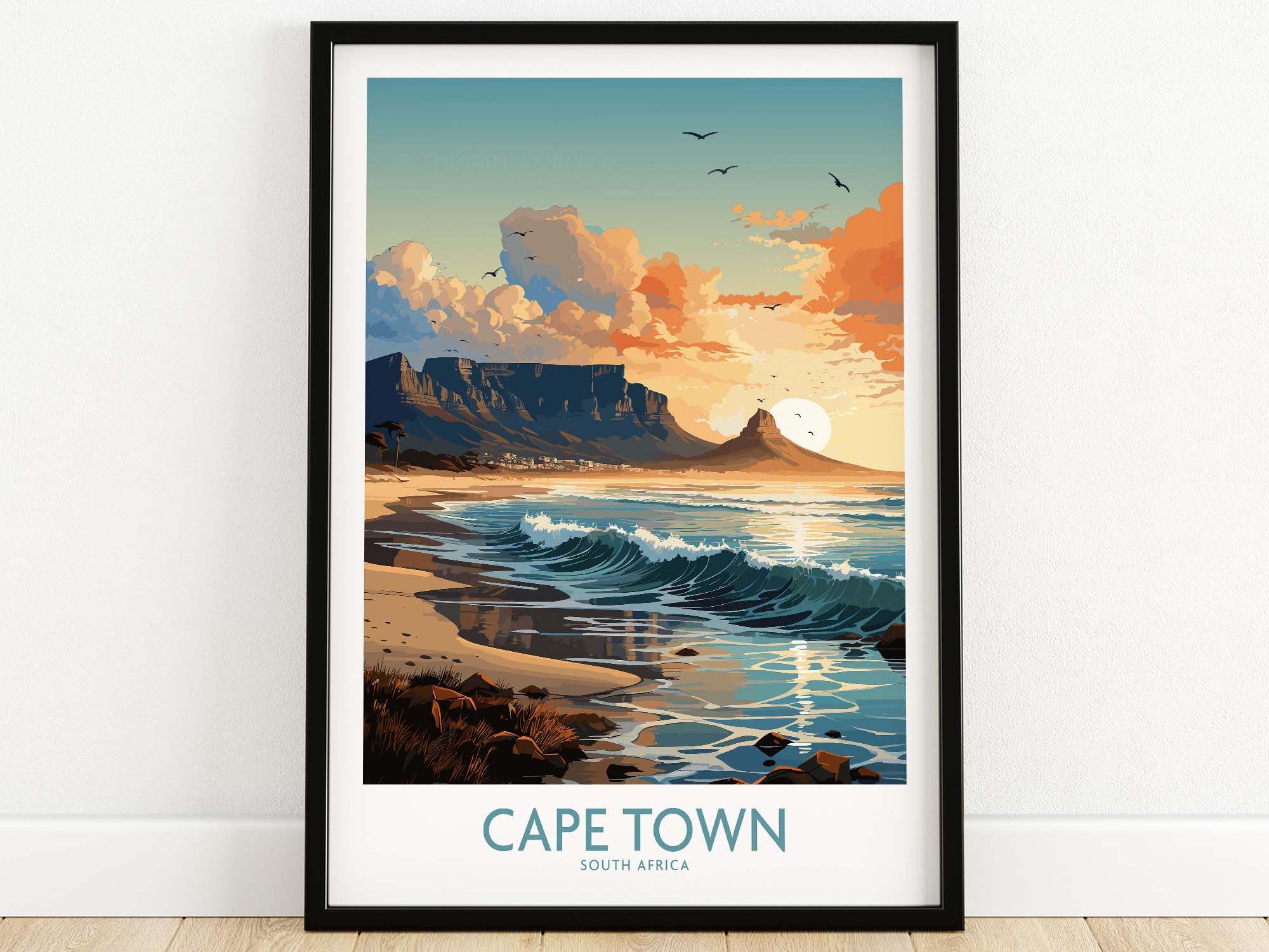 Tableau Sinus Art – La Montagne De La Table (Tafelberg) – Toile Lin 120x80 Cm