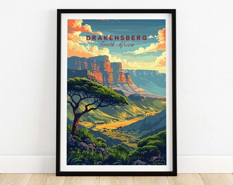 Drakensberg Travel Print Art Print Travel Print Home Décor Poster Gift Digital Illustration Artwork