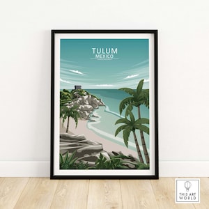 Tulum Beach Wall Art Mexico | Mexican Travel Poster | Beach Print Framed & Unframed Wall Art | Home Decor Artwork| Mexico Tulum Gift Idea