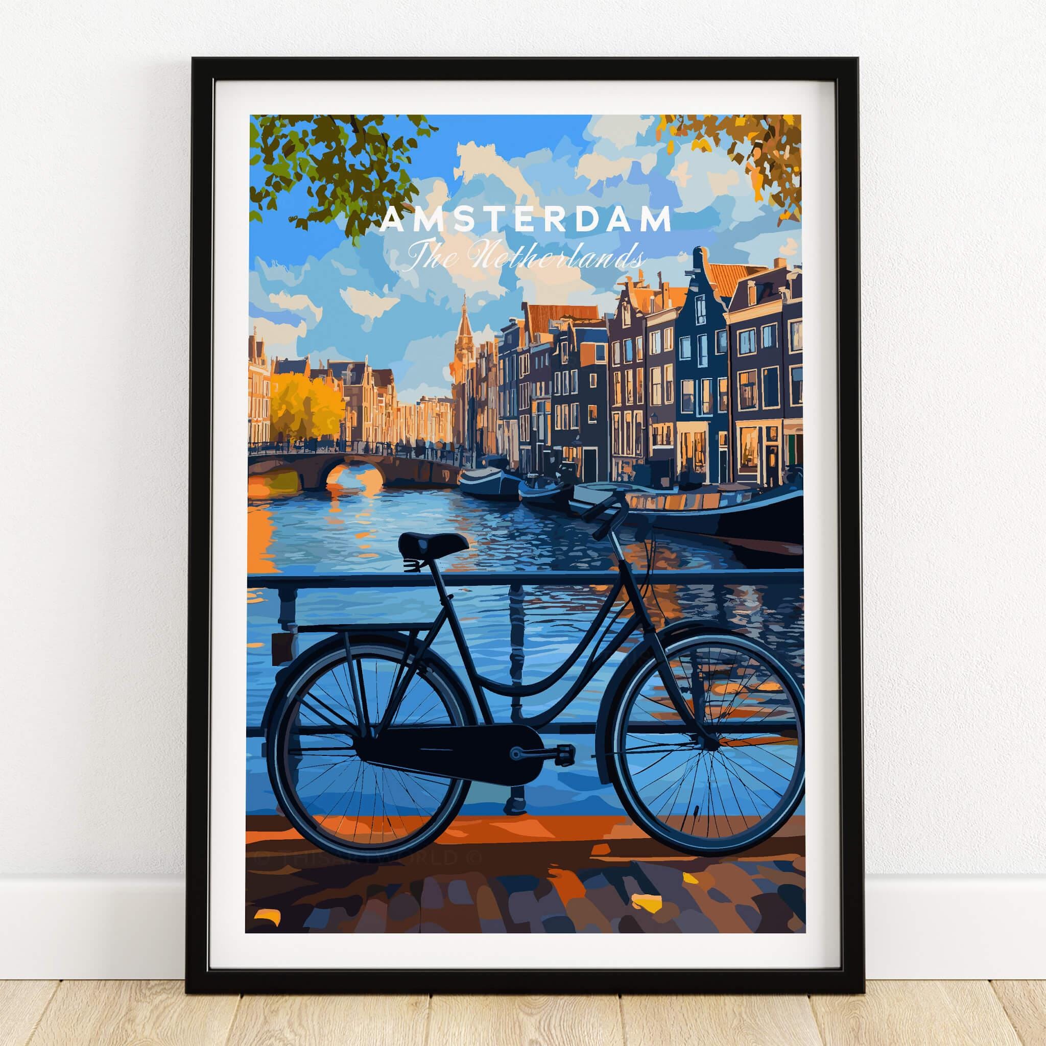 Amsterdam Canal Houses Print, Office Wall Art, Cityscape Decor