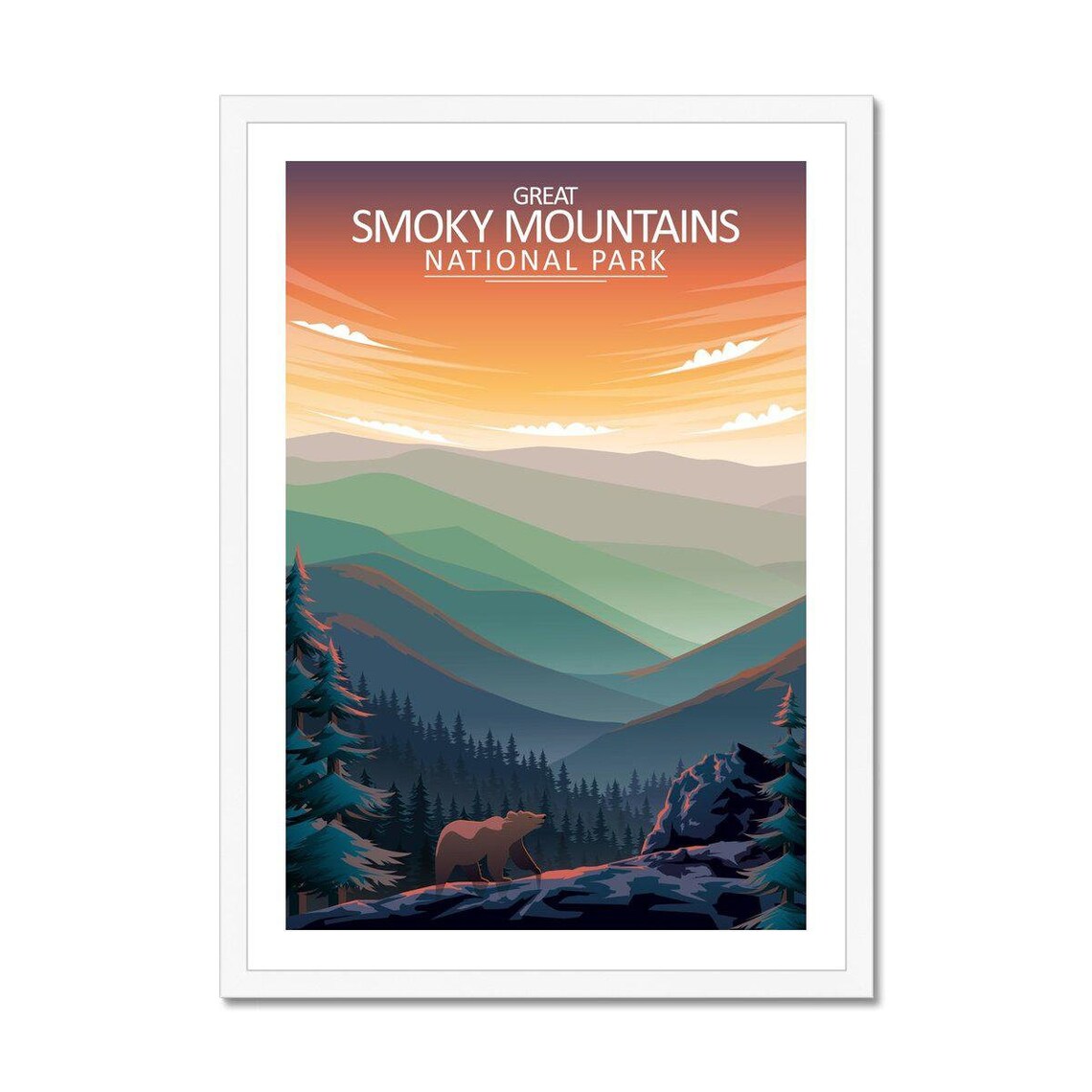 Great Smoky Mountains Print National Park Poster Wall Art Etsy