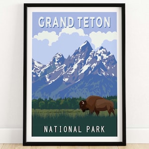 Grand Teton Wall Art | National Park Poster | Grand Teton Print | Teton Mountains Wall Art Poster | Wall Decor | Teton Park Gift Art