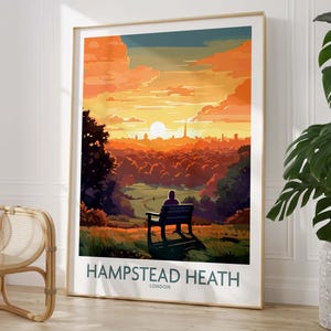 Hampstead Heath Poster London | England Travel Poster | Birthday present | Wedding anniversary gift | Art Print