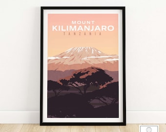 Kilimanjaro Print | Mount Kilimanjaro Poster | Tanzania Wall Art | Kilimanjaro Mountain Artwork | African Wall Art Gift Idea