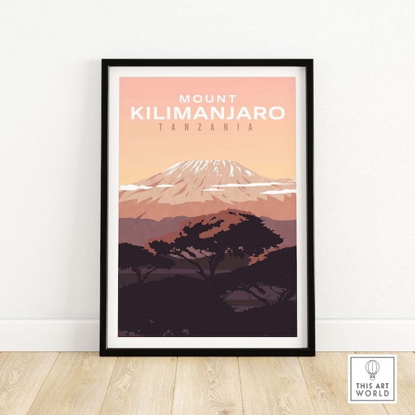 Kilimanjaro Print | Mount Kilimanjaro Poster | Tanzania Wall Art | Kilimanjaro Mountain Artwork | African Wall Art Gift Idea