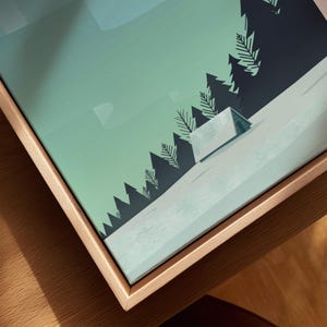 Finland Print Wall Art Poster showcasing minimalist design with trees and an icy landscape.