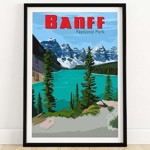 Banff National Park Poster | Banff Print | National Park Wall Art | Banff Travel Poster | Art Print Unframed | Canada National Park Art