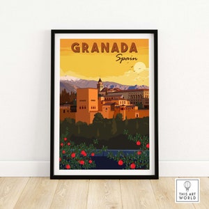 Granada Wall Art Print - Spain | Andalusia Travel Poster | Home Decor | Framed & Unframed Gift Idea