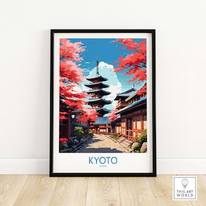 Kyoto Print Wall Art Print Travel Poster | Birthday present Wedding anniversary Gift Wall Décor | Personalized Illustration Artwork