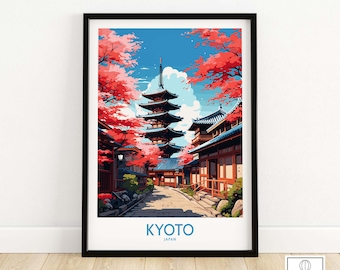 Kyoto Print Wall Art Print Travel Poster | Birthday present Wedding anniversary Gift Wall Décor | Personalized Illustration Artwork