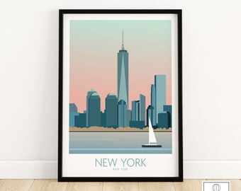 New York City Skyline Minimalist Print  Framed  Unframed Wall Art for Home Decor  Modern NYC Poster