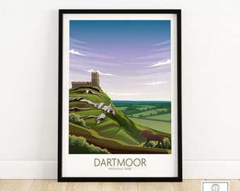 Dartmoor National Park Poster | Devon Print | UK Travel Poster | Nature Print Framed & Unframed Wall Art | Home Decor | Gift Idea