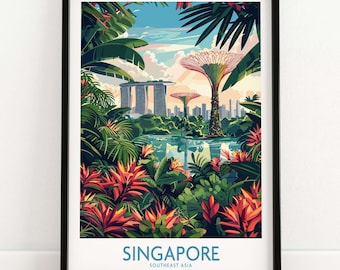 Singapore Gardens by the Bay Poster Marina Bay Sands Wall Art Print