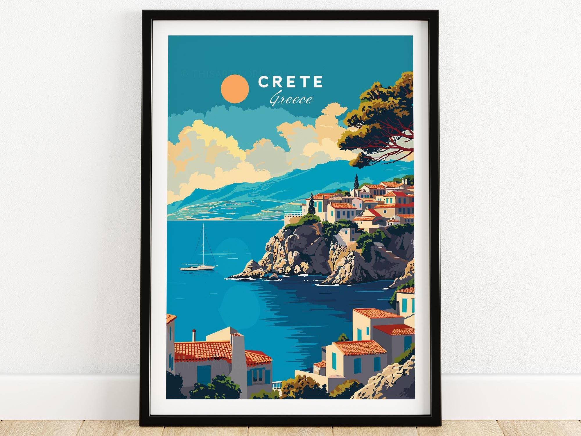 Crete Wall Art Crete Travel Print Wall Art Greece Wall Hanging Home Decor Crete Art Lover Gift Crete Birthday Present