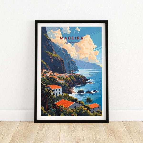 Madeira-Poster, Wandkunst, Posterdruck, personalisiertes Geschenk, Einweihungsgeschenk für sie, Hochzeitsgeschenk, großes Wandkunst-Dekor