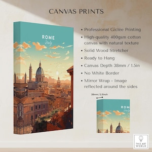 Rome Print showcasing professional giclée printing on high-quality canvas for art lovers and travelers.