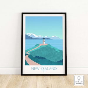 New Zealand Print | NZ Travel Poster | New Zealand Wall Art | Framed & Unframed New Zealand Art | Travel Print