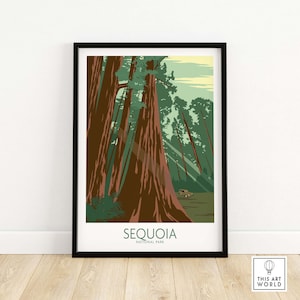 Sequoia National Park Poster | Sequoia Print | Sequoia Wall Art | California Park Print | Sierra Nevada Art | Sequoia Vintage Poster Gift