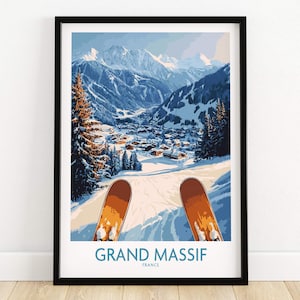 Grand Massif Ski Wall Art Print France Poster Grand Massif Ski Resort Poster Winter Sports Artwork Adventure Home Decor Skiing Wall Art Gift