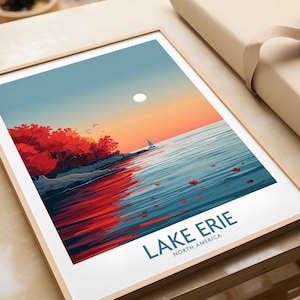 Lake Erie Poster Print Travel Print Lake Erie Wall Art Poster Lake Erie Gift Home Decor Art Lover Gift Lake Erie Artwork