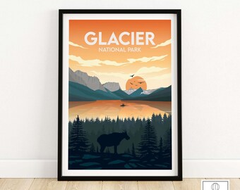 Glacier Print | National Park Poster | Montana Art Print | Framed & Unframed Wall Art Gift Idea